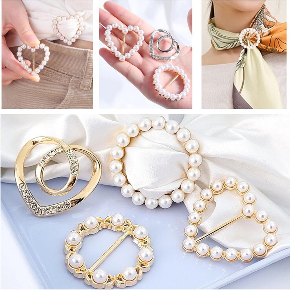 76 Pieces Pearl Brooch Pins Set, Scarf Ring Clips and Sweater Shawl Safety Pins - Picture 4 of 9